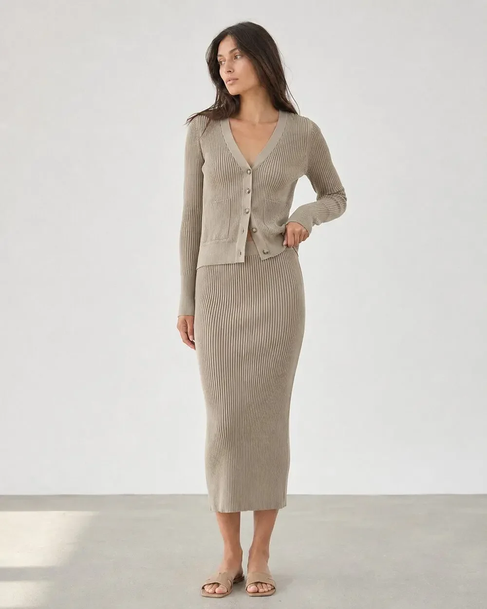 Anine Bing Matching Knit Set Womens S Layla Cardigan & Julian Pencil Skirt NWT